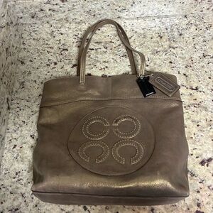 Coach Bronze  Leather Tote Bag